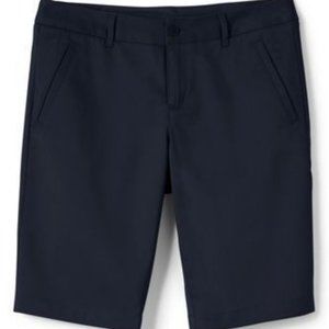 NWT LANDS' END STRETCH‎ STAIN RESISTANT CHINO BERMUDA SHORTS CLASSIC NAVY 0